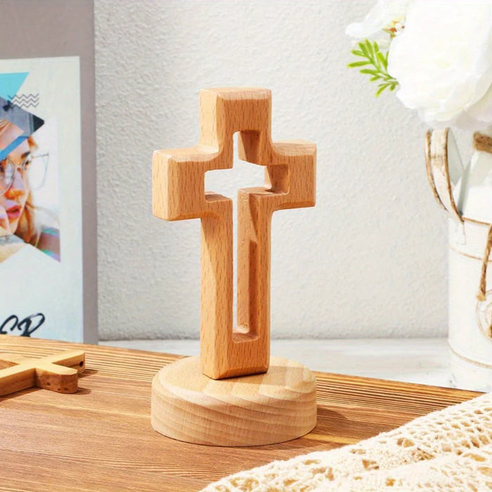Standing wooden crucifix