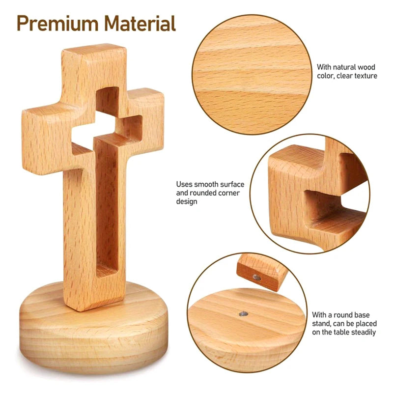 Standing wooden crucifix